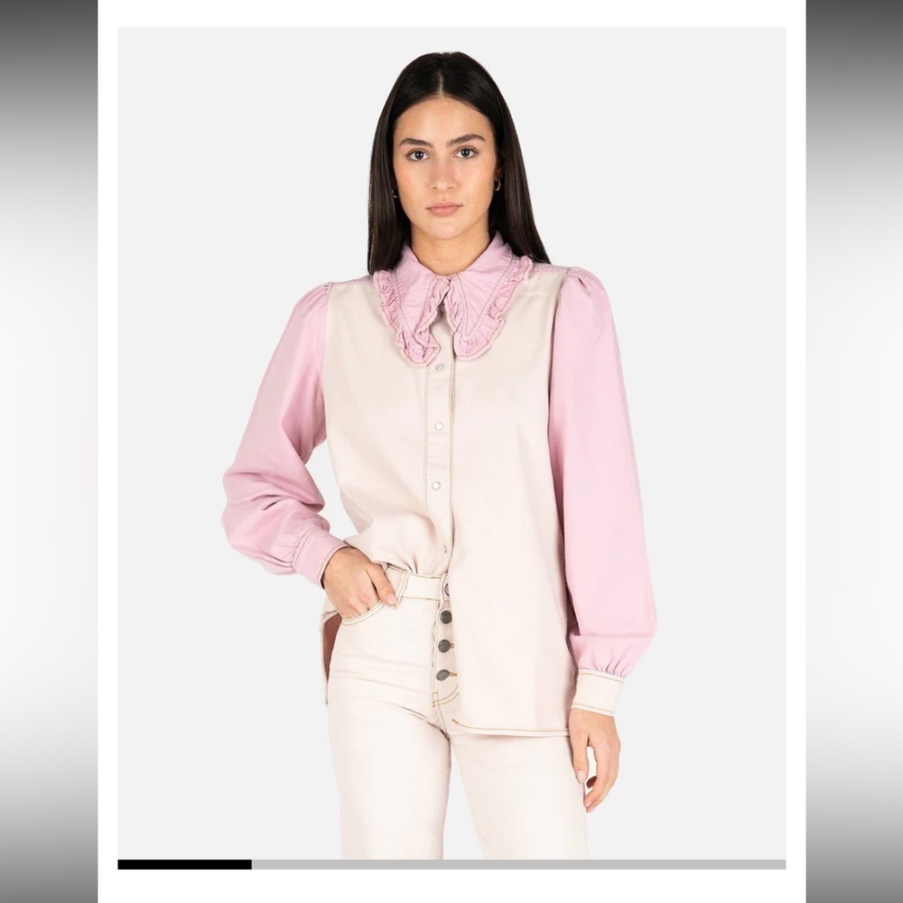 Blue B Collection Chic Pink and Cream Women's Blouse 💗